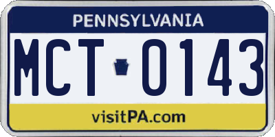 PA license plate MCT0143