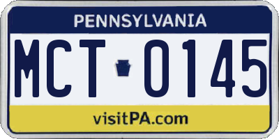 PA license plate MCT0145