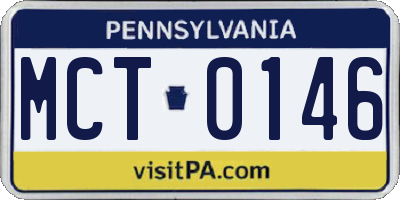 PA license plate MCT0146