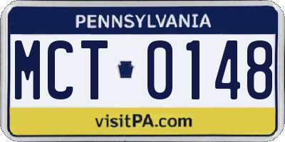 PA license plate MCT0148