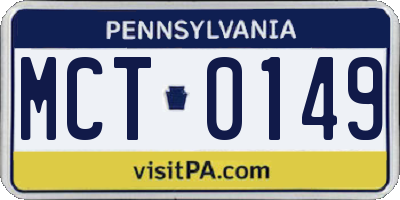 PA license plate MCT0149