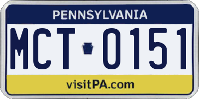 PA license plate MCT0151