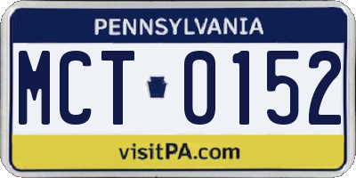 PA license plate MCT0152