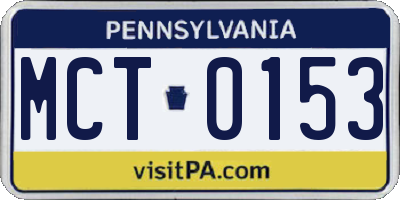 PA license plate MCT0153