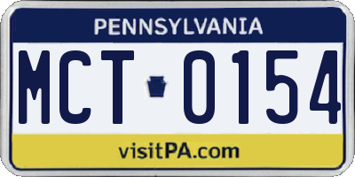 PA license plate MCT0154