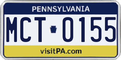 PA license plate MCT0155