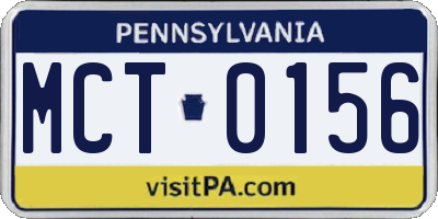 PA license plate MCT0156