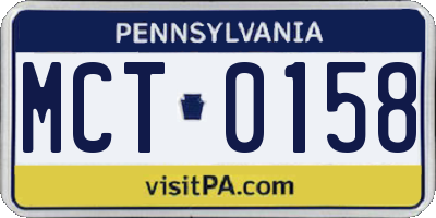 PA license plate MCT0158