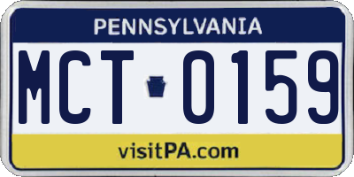 PA license plate MCT0159