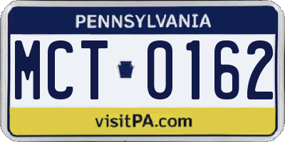 PA license plate MCT0162