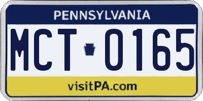 PA license plate MCT0165