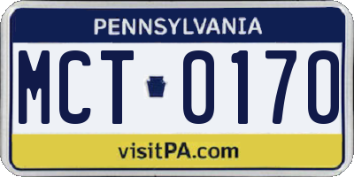 PA license plate MCT0170