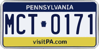 PA license plate MCT0171