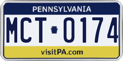 PA license plate MCT0174
