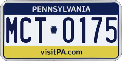PA license plate MCT0175