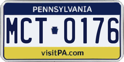 PA license plate MCT0176