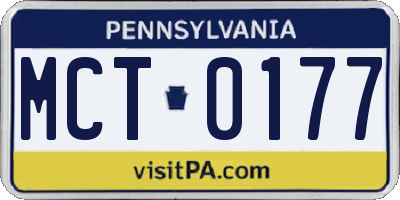 PA license plate MCT0177