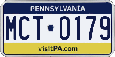 PA license plate MCT0179