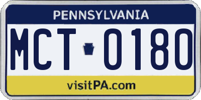 PA license plate MCT0180