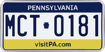 PA license plate MCT0181