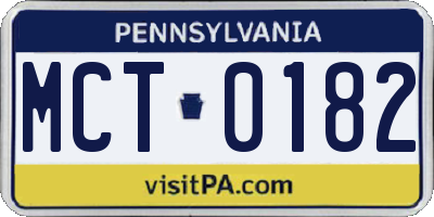 PA license plate MCT0182