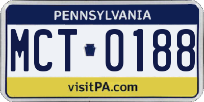 PA license plate MCT0188