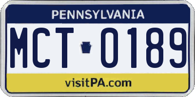 PA license plate MCT0189