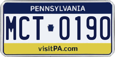 PA license plate MCT0190