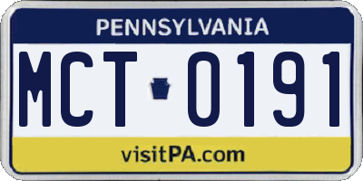PA license plate MCT0191
