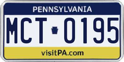 PA license plate MCT0195