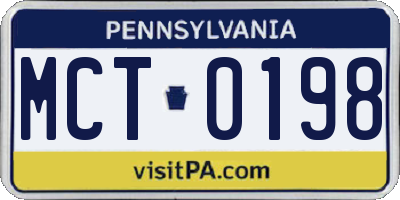 PA license plate MCT0198