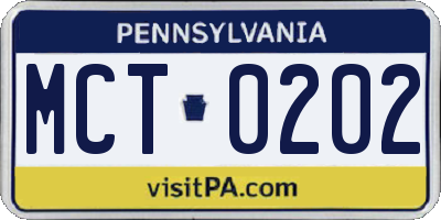 PA license plate MCT0202