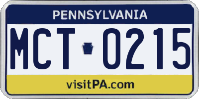 PA license plate MCT0215