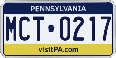PA license plate MCT0217