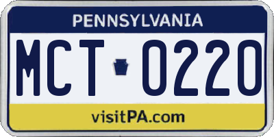 PA license plate MCT0220