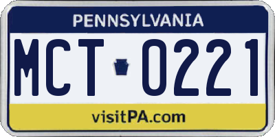 PA license plate MCT0221
