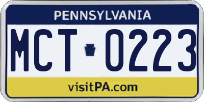 PA license plate MCT0223