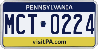 PA license plate MCT0224