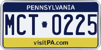 PA license plate MCT0225