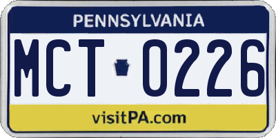 PA license plate MCT0226