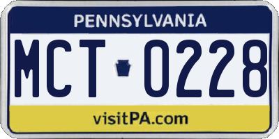PA license plate MCT0228