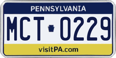 PA license plate MCT0229