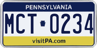 PA license plate MCT0234