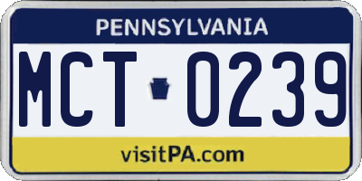 PA license plate MCT0239