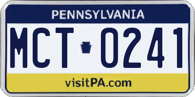 PA license plate MCT0241