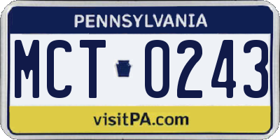 PA license plate MCT0243