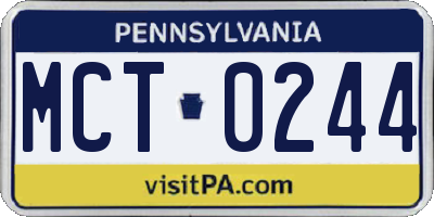 PA license plate MCT0244