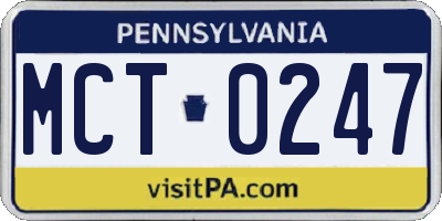 PA license plate MCT0247