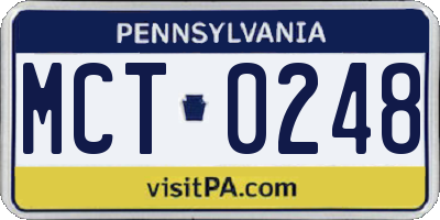 PA license plate MCT0248
