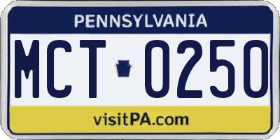 PA license plate MCT0250
